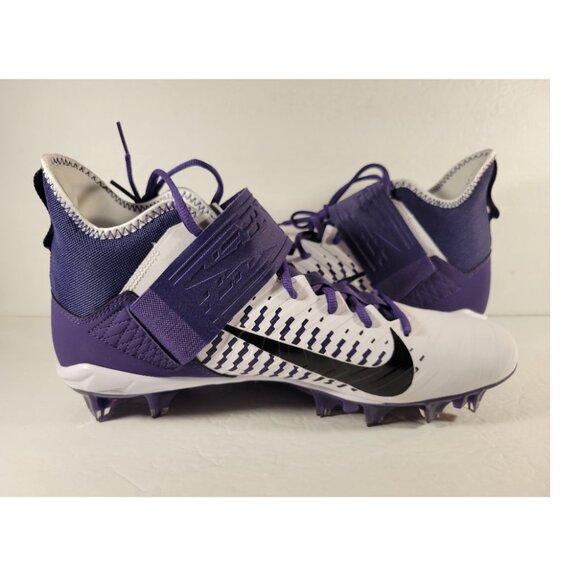 Nike Alpha Menace Pro 2 Mid White/Purple Football Cleats BV3945-104 Mens Size 12 - Picture 2 of 6